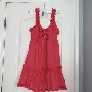red coral color summer dress